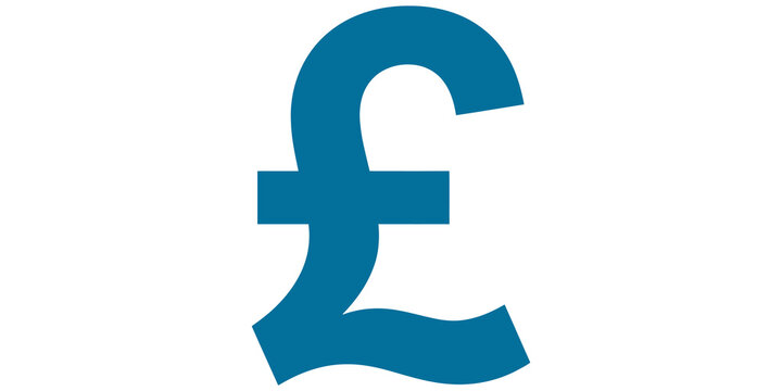 Blue pound currency symbol graphic icon isolated on transparent background