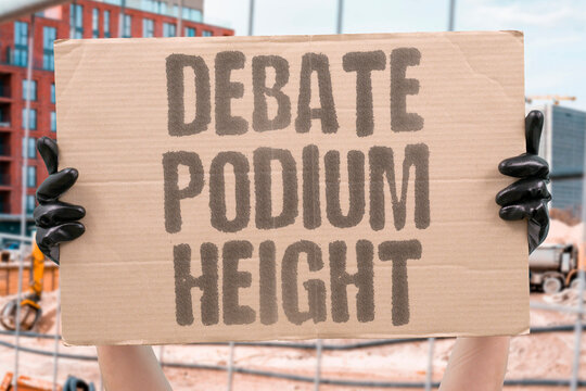 "Debate Podium Height" A debate podium height difference becomes a talking point. DEBATE. PODIUM. HEIGHT. TALKING. POINT.