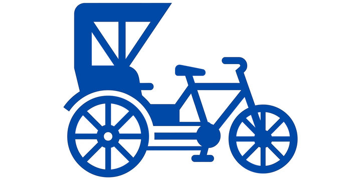 Blue Cycle Rickshaw Vehicle Silhouette Icon isolated on transparent background