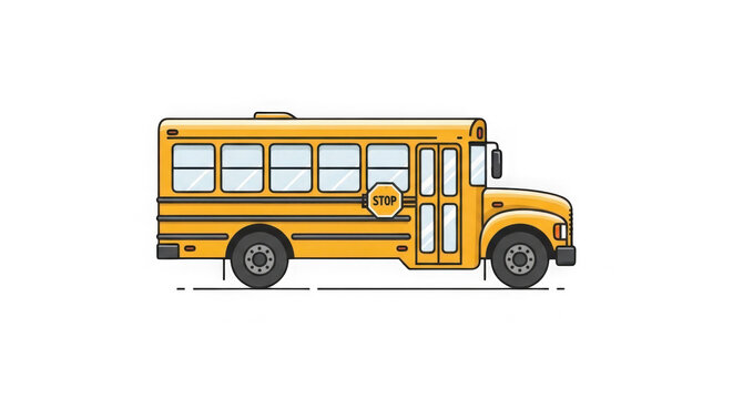 Yellow school bus isolated on transparent background for education and transportation design