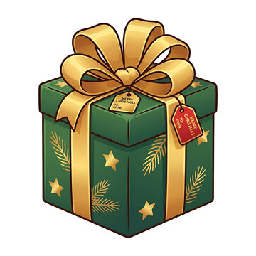 Elegant Red and Gold Gift Box with Ribbon Bow Isolated on White for Christmas, Birthday, Valentine, Anniversary, Holiday Celebration and Special Surprise 3D Illustration