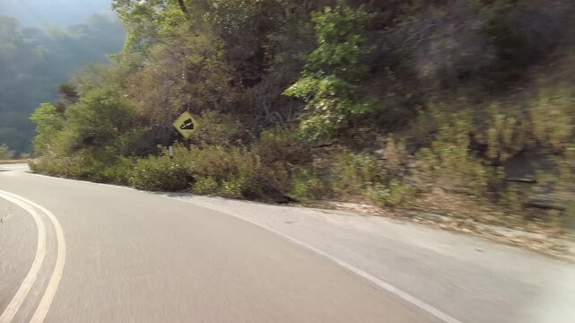 Sequoia National Park Generals Highway Southbound 28 MultiCam Front View Driving Plate California USA