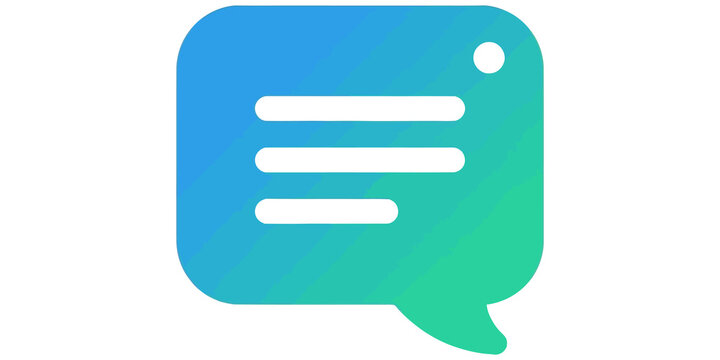 Digital blue chat bubble message icon on transparent background