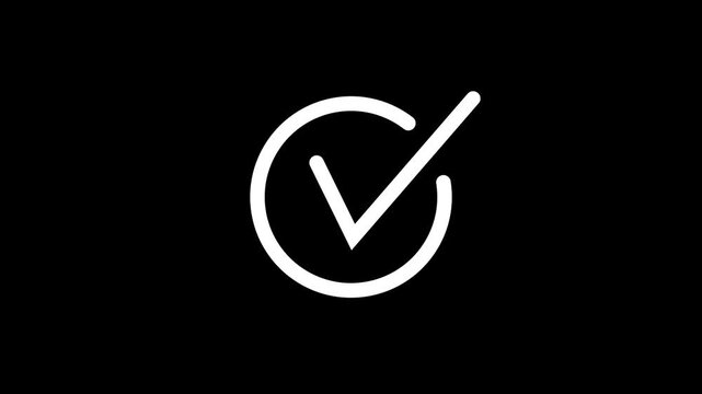 Right Check Mark Icon Animation on Black Background. Tick Mark Icon Animation. Check Mark, Tick, Yes, OK Symbol Animation. approved tick mark icon, 4k video.