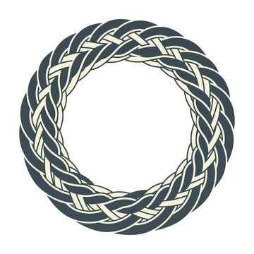 Braided rope circle border design element isolated on white background simple