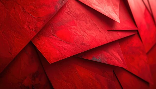 Textured red abstract background with overlapping geometric triangles