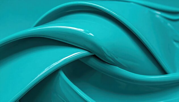 Abstract glossy turquoise intertwined wavy bands background