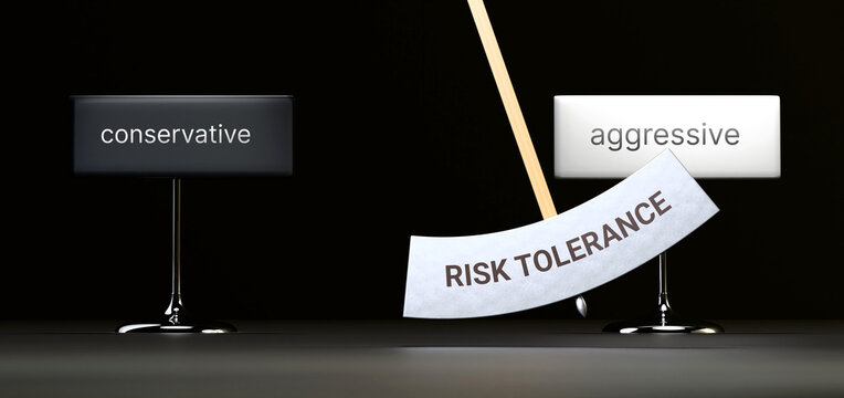 Risk tolerance cycles between conservative and aggressive. Visualizing a repeated pattern of Risk tolerance that swings between extremities: conservative and aggressive. ,3d illustration