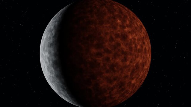 Earth shadow moving across full moon surface 4K animation, lunar eclipse phase transition with atmospheric red refraction, 3D motion graphics
