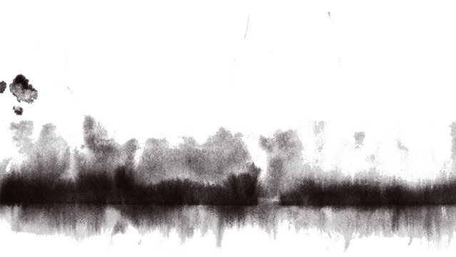 Raw sumi ink bleed and brush stroke texture