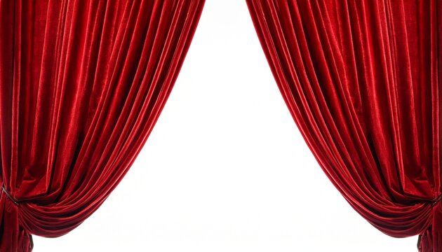 red velvet curtain isolated on white background