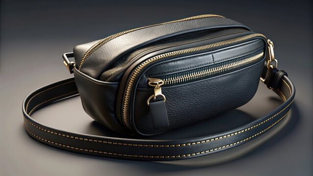 Practical and chic black leather crossbody bag with durable metal zippers adds a sophisticated touch to any outfit
