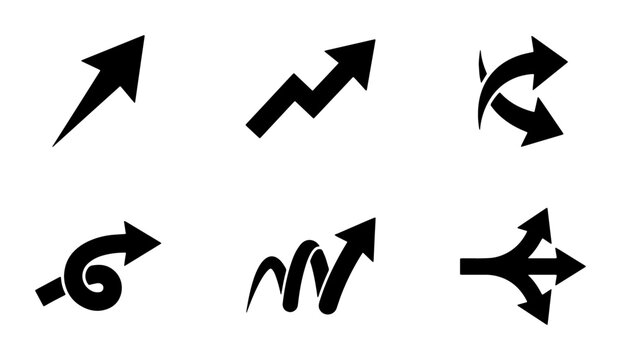 Diverse Arrow Icons Set, Directional Symbols Collection, Upward Movement Graphics, Navigation Indicators, Vector Arrows for Business and Design