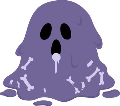Purple slime monster with bones inside and drip halloween