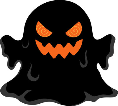 Black evil slime monster with glowing orange mouth halloween