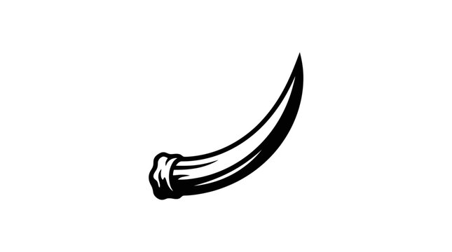 Curved animal horn or ivory tusk minimalist icon.