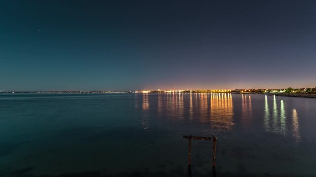 Calm Coastal Water Under Starry Sky in Raa Sweden