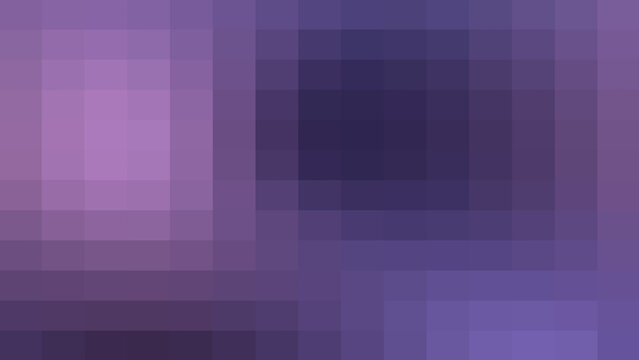 Pixelated square grid texture with dark purple and lavender gradient shades creating a modern block mosaic background for technology presentations and creative digital artwork.
