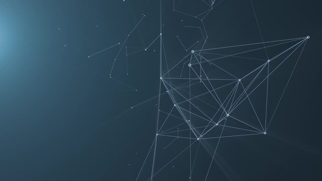 Abstract 3D digital data network structure with glowing nodes and connecting lines. 4k loop  technology concept