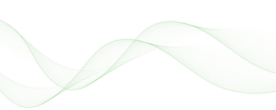 Green particle double wave dotted vector background