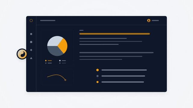 Business dashboard interface with animated data charts and financial metrics