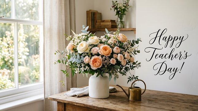 Celebrating the dedication and impact of teachers with flowers and appreciation on teacher's day