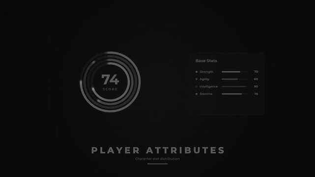Player attributes and score display with base stats for performance evaluation