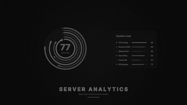 Server analytics dashboard showing real time infrastructure health monitoring