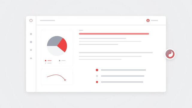 Dashboard interface with animated pie chart and financial data visualization