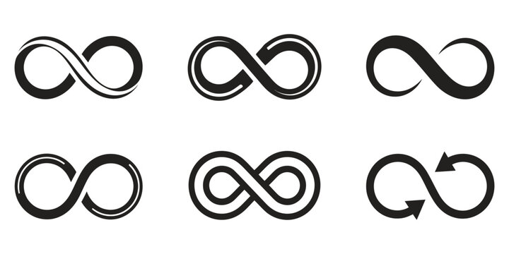 Infinity icon, eternity loop symbol with elegant curves representing endless time, continuity, connection, and timeless concepts.