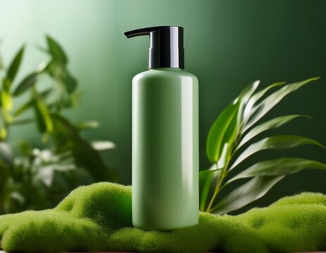 eco green shower cream mockup bottle