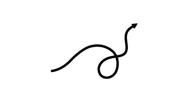 Hand-drawn animated arrow scribble loop, dynamic pointer for presentation overlay doodle animation