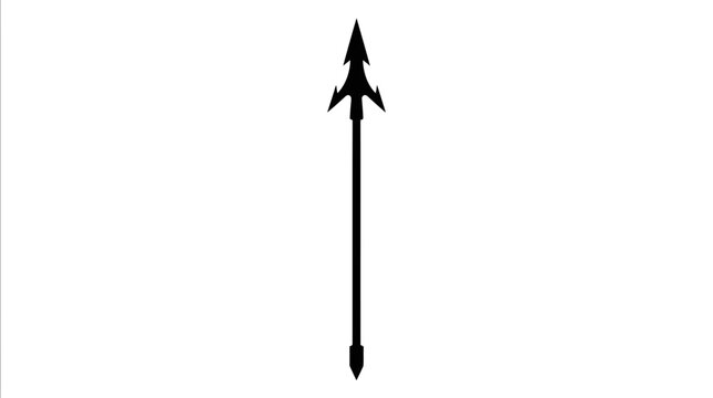 Black silhouette of a sharp hunting spear on a white background.