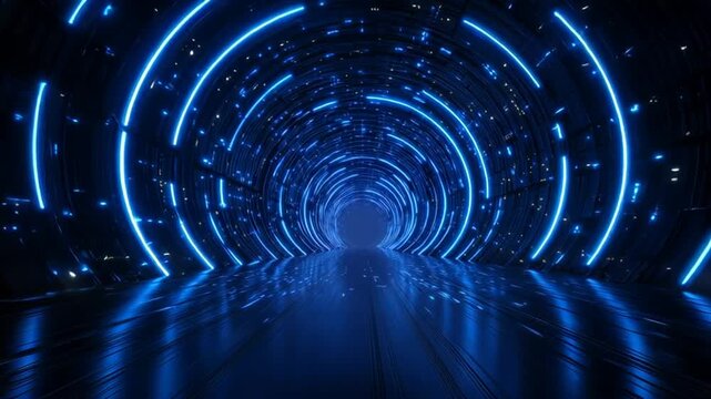 Radiant Blue Energy Ring Expanding Through Dark Space
