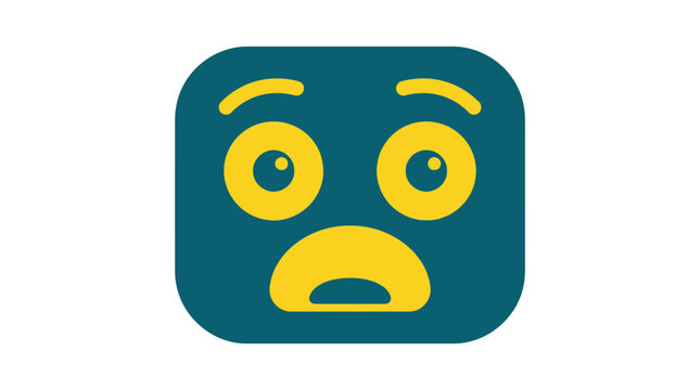 Surprised emoji character with yellow eyes and shocked expression, surprised
