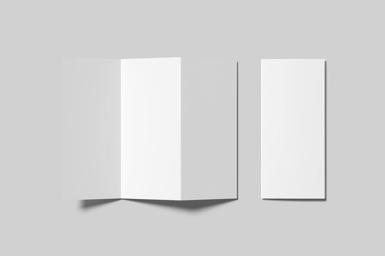 Trifold Brochure Mockup Blank 3D Render 