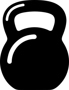 Black kettlebell gym icon for fitness and strength training isolated on transparent background
