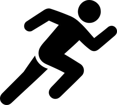 Black silhouette icon of a person running fast isolated on transparent background