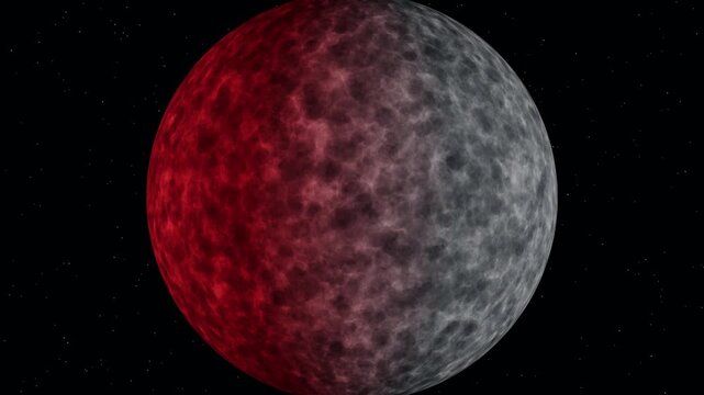 Moon emerging from earth shadow 4K animation, full moon leaving lunar eclipse phase, 3D space motion graphics