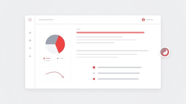 Dashboard interface animation with dynamic pie chart and progress bar metrics