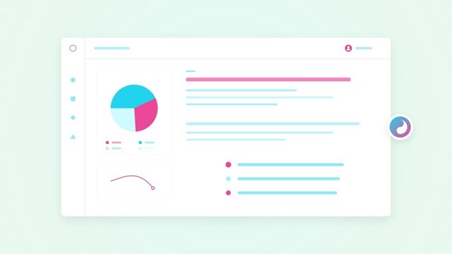 Dashboard interface with animated pie chart and financial data visualization