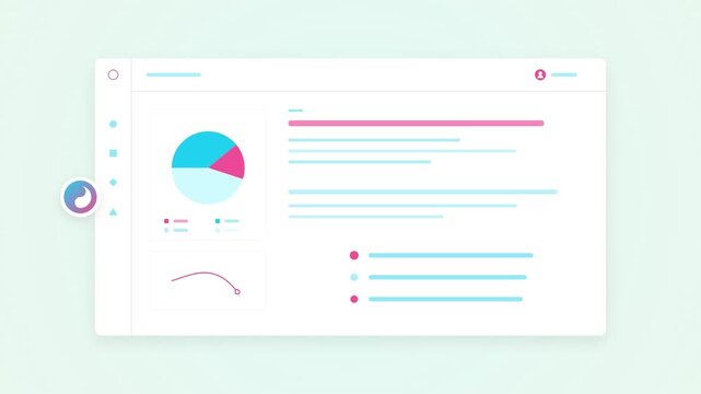 Business data dashboard interface showing pie chart and analytics growth trends
