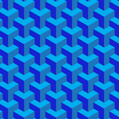Obraz premium Blue 3D Cube Pattern Geometric Abstract Background Design