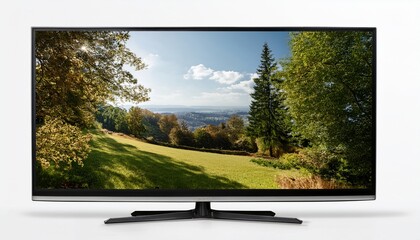 Fototapeta premium lcd tv screen on a white background tv mockup