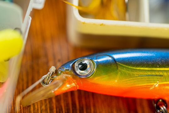 Macro photography of fishing tackle gear showing lure lip The Concept of precision and recreation