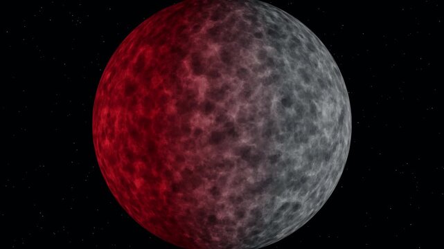 Moon emerging from earth shadow 4K animation, full moon leaving lunar eclipse phase, 3D space motion graphics