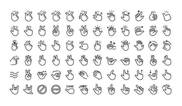 Minimal Finger Snap Hand Gesture Click Outline Vector Icons