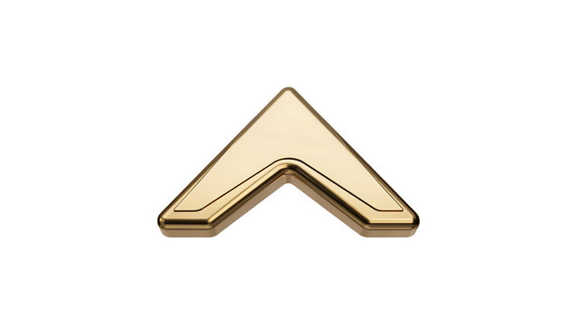 Golden arrow pointer icon pointing upward with direction navigation metallic