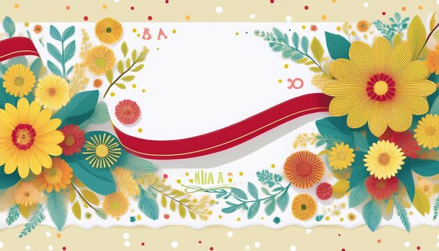 baba marta greeting card with floral design and ribbons symbolizing spring