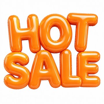 Orange Hot Sale text made of shiny 3D balloons